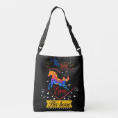 Geel Dit meisje houdt van haar paard Crossbody Tas (Achterkant)