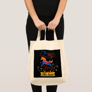 Geel Dit meisje houdt van haar paard Tote Bag