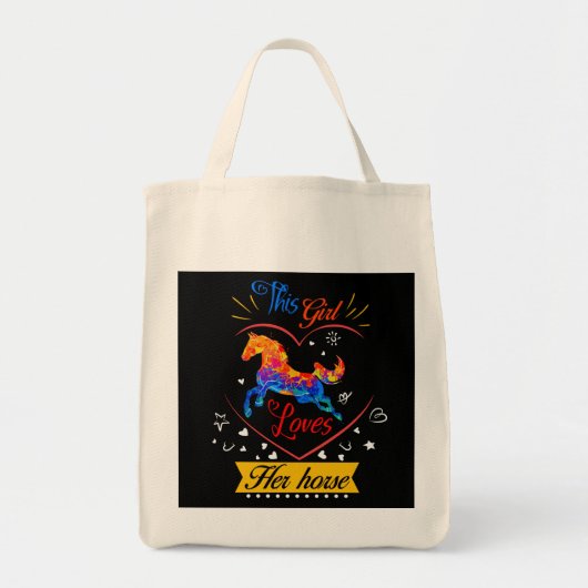 Geel Dit meisje houdt van haar paard Tote Bag (Voorkant)