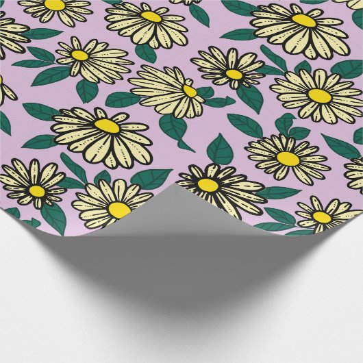 Geel Ditsy Bloemen Patroon Cadeaupapier (Hoek)