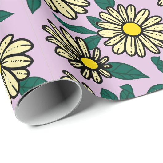 Geel Ditsy Bloemen Patroon Cadeaupapier (Rol Hoek)