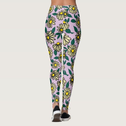 Geel Ditsy Bloemen Patroon Leggings (Achterkant)