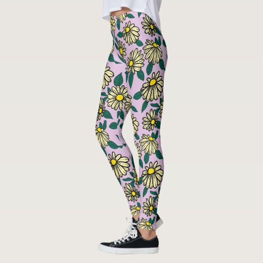 Geel Ditsy Bloemen Patroon Leggings (Links)