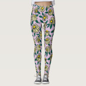 Geel Ditsy Bloemen Patroon Leggings (Voorkant)