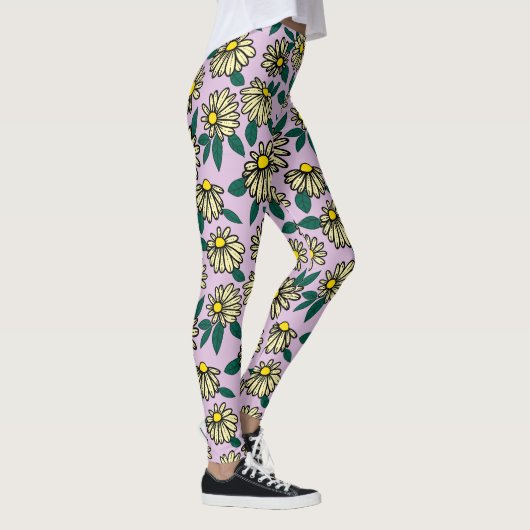 Geel Ditsy Bloemen Patroon Leggings (Rechts)