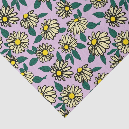 Geel Ditsy Bloemen Patroon Tissuepapier (Detail)