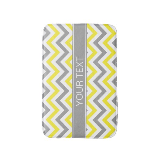 Geel Dk Gray White LG Chevron Gray Name Monogram Badmat (Voorkant Verticaal)