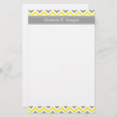 Geel Dk Gray White LG Chevron Gray Name Monogram Briefpapier (Voorkant / Achterkant)