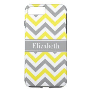 Geel Dk Gray White LG Chevron Gray Name Monogram iPhone 8/7 Plus Hoesje