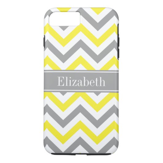 Geel Dk Gray White LG Chevron Gray Name Monogram Case-Mate iPhone Case (Achterkant)