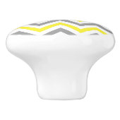 Geel Dk Gray White LG Chevron Gray Name Monogram Keramische Knop (Zijkant)