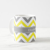 Geel Dk Gray White LG Chevron Gray Name Monogram Koffiemok (Voorkant links)