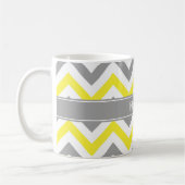 Geel Dk Gray White LG Chevron Gray Name Monogram Koffiemok (Links)
