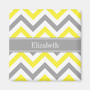Geel Dk Gray White LG Chevron Gray Name Monogram Magneet