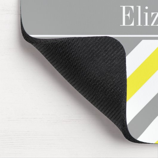 Geel Dk Gray White LG Chevron Gray Name Monogram Muismat (Hoek)