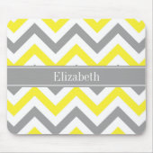 Geel Dk Gray White LG Chevron Gray Name Monogram Muismat (Voorkant)