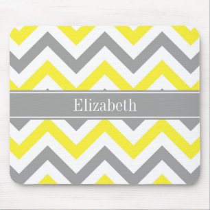 Geel Dk Gray White LG Chevron Gray Name Monogram Muismat