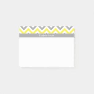 Geel Dk Gray White LG Chevron Gray Name Monogram Post-it® Notes