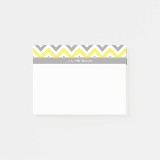 Geel Dk Gray White LG Chevron Gray Name Monogram Post-it® Notes (Voorkant)