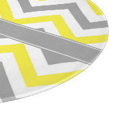 Geel Dk Gray White LG Chevron Gray Name Monogram Snijplank (Hoek)