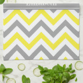 Geel Dk Gray White LG Chevron Gray Name Monogram Theedoek (Gevouwen)