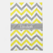 Geel Dk Gray White LG Chevron Gray Name Monogram Theedoek (Verticaal)