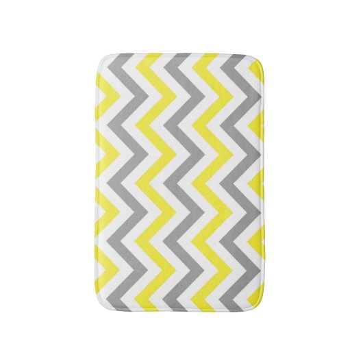 Geel, Dk Grey Wht Large Chevron ZigZag Pattern Badmat (Voorkant Verticaal)