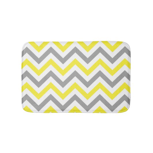 Geel, Dk Grey Wht Large Chevron ZigZag Pattern Badmat (Voorkant)