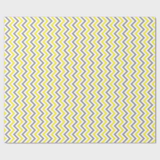 Geel, Dk Grey Wht Large Chevron ZigZag Pattern Cadeaupapier (Vlak)