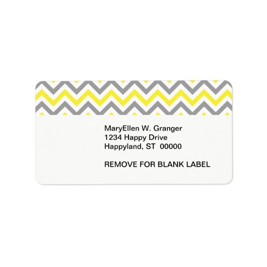 Geel, Dk Grey Wht Large Chevron ZigZag Pattern Etiket (Voorkant)