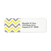 Geel, Dk Grey Wht Large Chevron ZigZag Pattern Etiket (Voorkant)