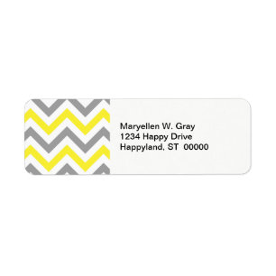 Geel, Dk Grey Wht Large Chevron ZigZag Pattern Etiket
