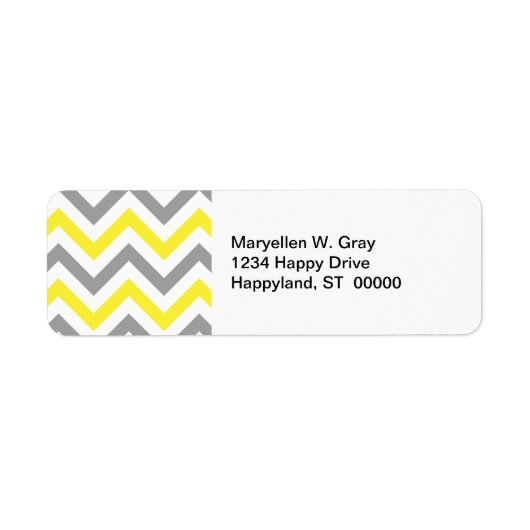 Geel, Dk Grey Wht Large Chevron ZigZag Pattern Etiket (Voorkant)