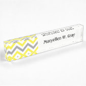Geel, Dk Grey Wht Large Chevron ZigZag Pattern Naambordje