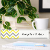 Geel, Dk Grey Wht Large Chevron ZigZag Pattern Naambordje