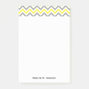 Geel, Dk Grey Wht Large Chevron ZigZag Pattern Post-it® Notes
