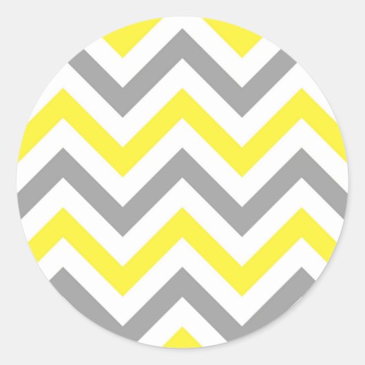 Geel, Dk Grey Wht Large Chevron ZigZag Pattern Ronde Sticker (Voorkant)