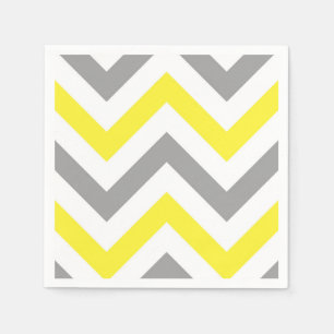 Geel, Dk Grey Wht Large Chevron ZigZag Pattern Servetten