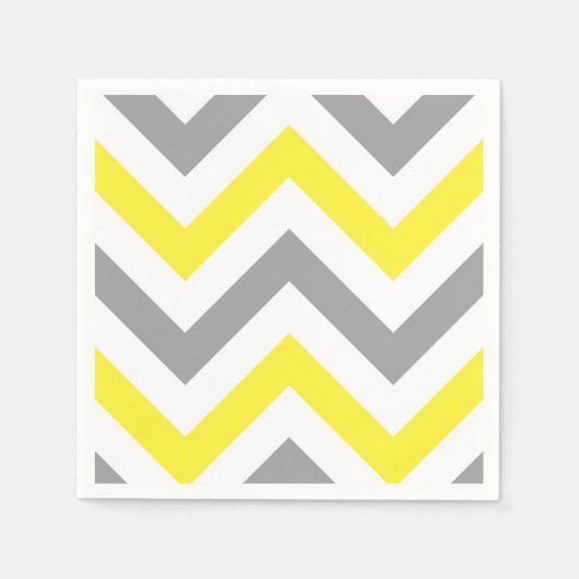 Geel, Dk Grey Wht Large Chevron ZigZag Pattern Servetten (Voorkant)