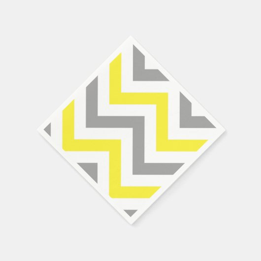 Geel, Dk Grey Wht Large Chevron ZigZag Pattern Servetten (Hoek)