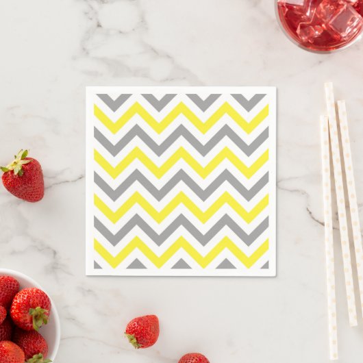 Geel, Dk Grey Wht Large Chevron ZigZag Pattern Servetten (Insitu)