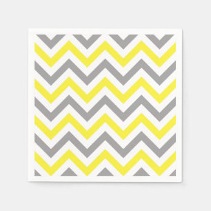 Geel, Dk Grey Wht Large Chevron ZigZag Pattern Servetten