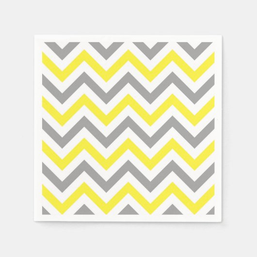 Geel, Dk Grey Wht Large Chevron ZigZag Pattern Servetten (Voorkant)
