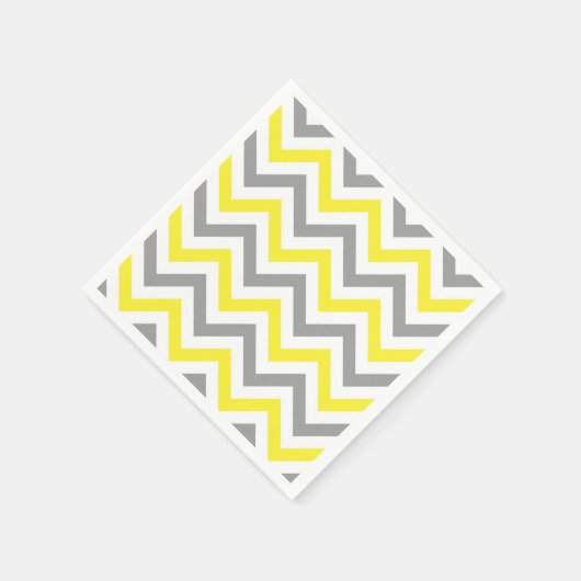 Geel, Dk Grey Wht Large Chevron ZigZag Pattern Servetten (Hoek)