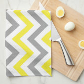 Geel, Dk Grey Wht Large Chevron ZigZag Pattern Theedoek (Quarter Fold)