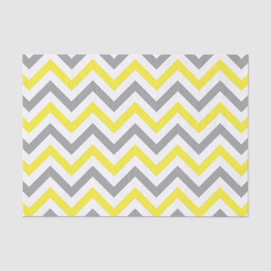 Geel, Dk Grey Wht Large Chevron ZigZag Pattern Tissuepapier (Voorkant)