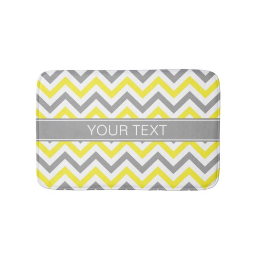Geel Dk Grijs Wit LG Chevron Grijs Naam Monogram Badmat (Voorkant)