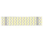 Geel Dk Grijs Wit LG Chevron Grijs Naam Monogram Korte Tafelloper (Horizontaal)