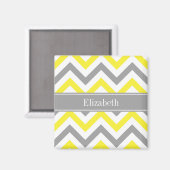 Geel Dk Grijs Wit LG Chevron Grijs Naam Monogram Magneet (Voorkant / Achterkant)