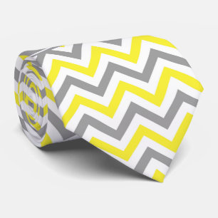 Geel Dk Grijs Wit LG Chevron Grijs Naam Monogram Stropdas